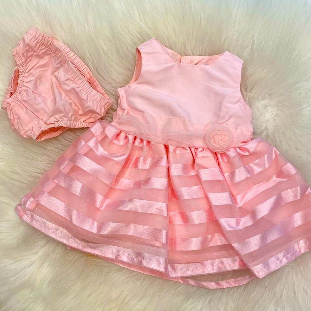 NWOT Newborn Pink Special Occasion Dress with diaper cover